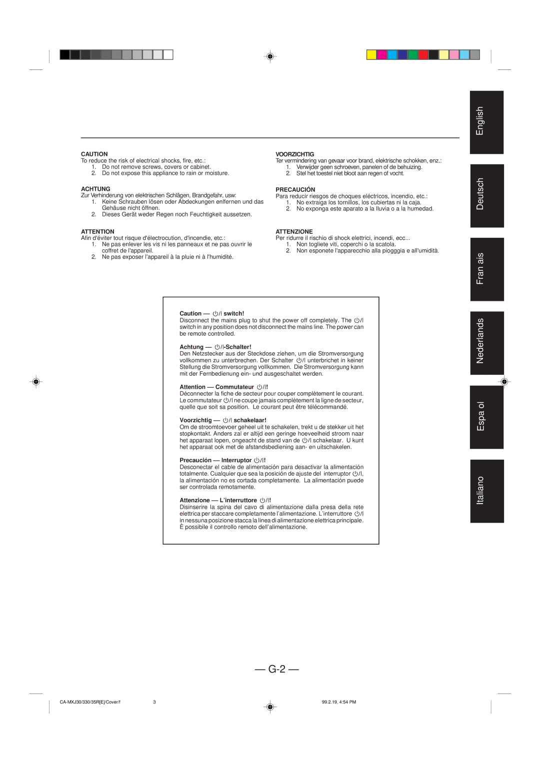 JVC CA-MXJ30, CA-MXJ330, CA-MXJ35R manual English Deutsch Français 