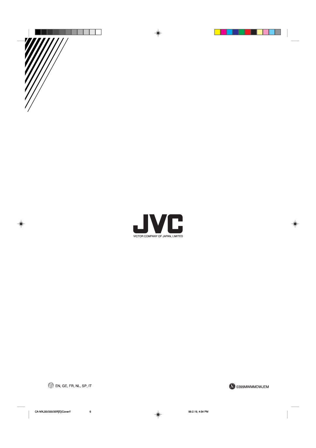 JVC CA-MXJ330 En, Ge, Fr, Nl, Sp, It, V 0399MWMMDWJEM, Victor Company Of Japan, Limited, CA-MXJ30/330/35RE/Cover/f 