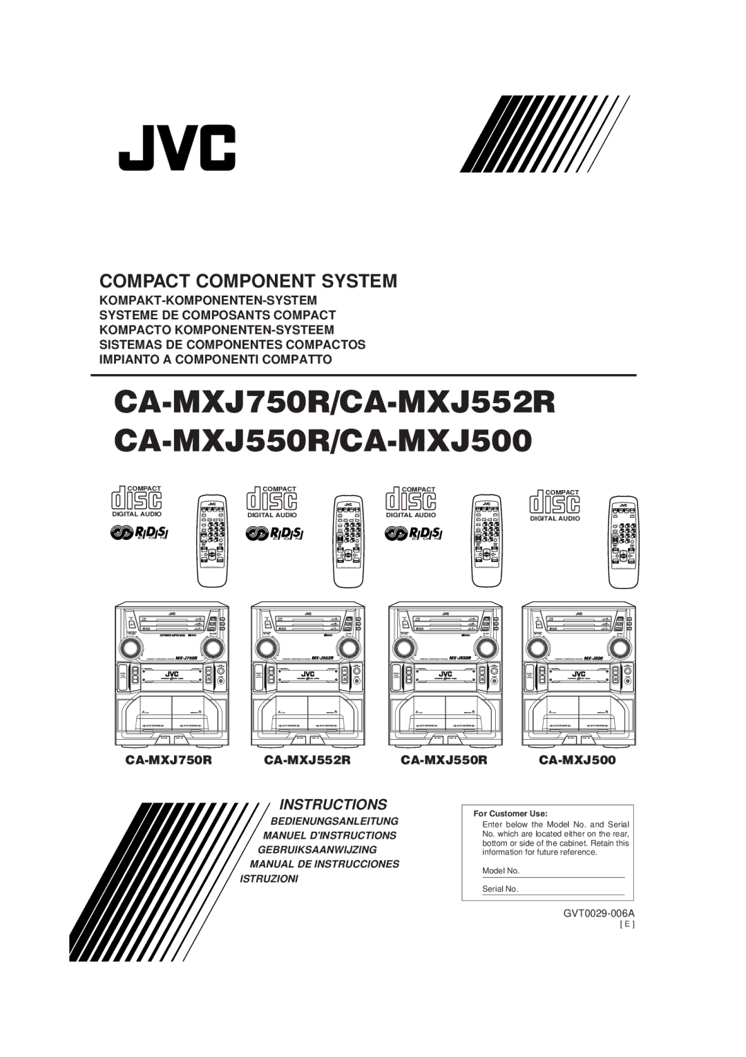 JVC manual CA-MXJ750R/CA-MXJ552R CA-MXJ550R/CA-MXJ500 