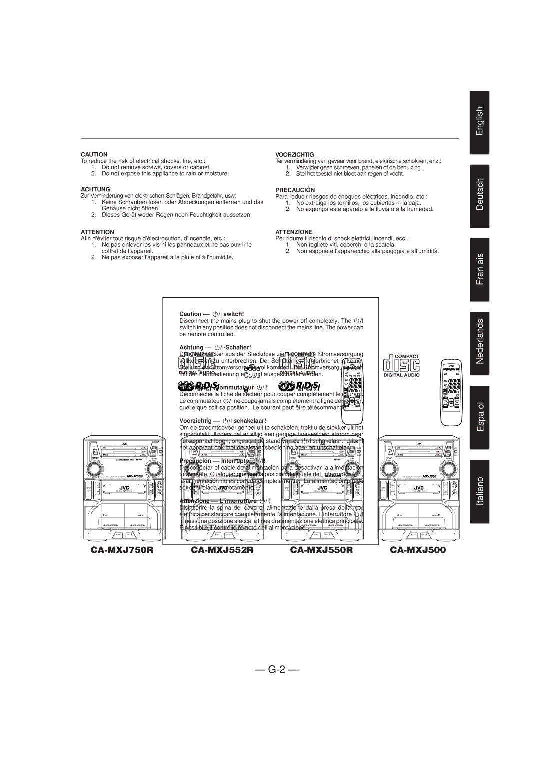 JVC CA-MXJ500 manual English Deutsch Français 