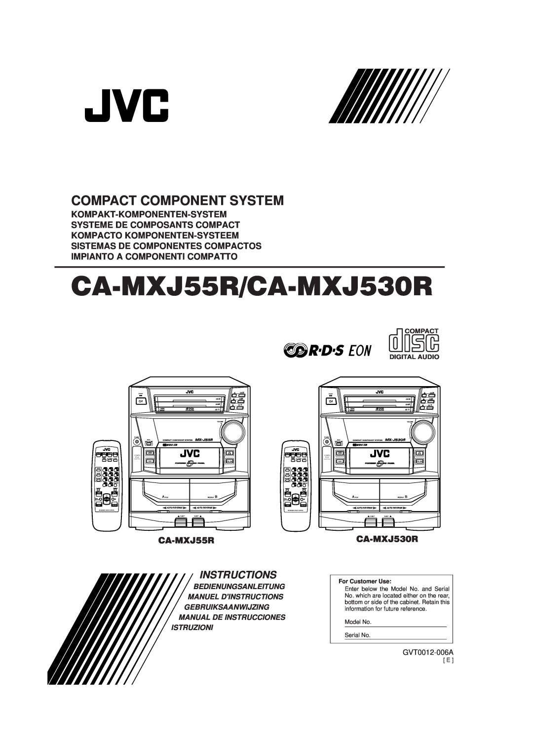 JVC CA-MXJ55R manual Kompakt-Komponenten-System, Systeme De Composants Compact, Kompacto Komponenten-Systeem, CA-MXJ530R 