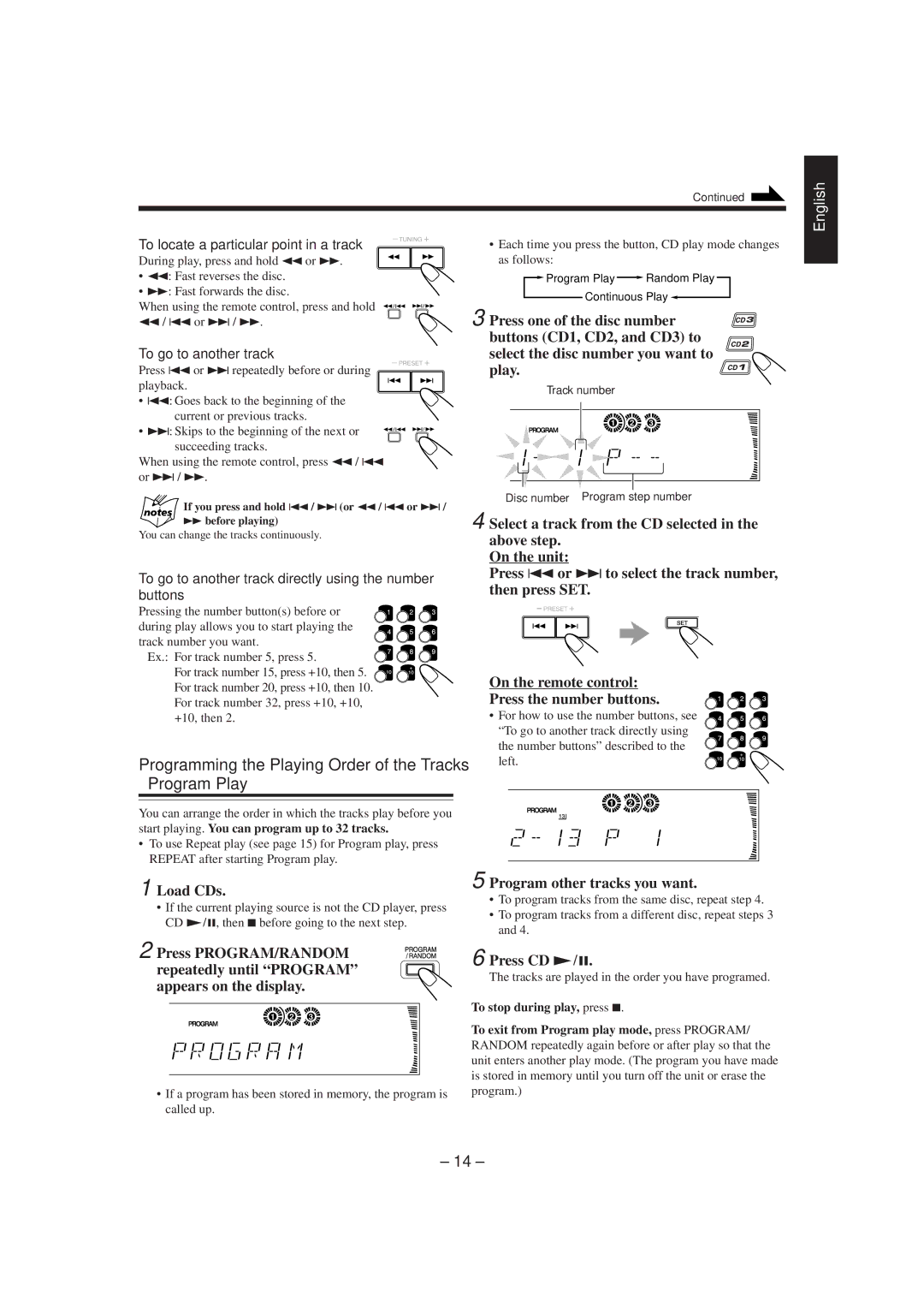 JVC GVT0030-003A, CA-MXJ700 manual Program Play, Program other tracks you want, Press CD £·8 