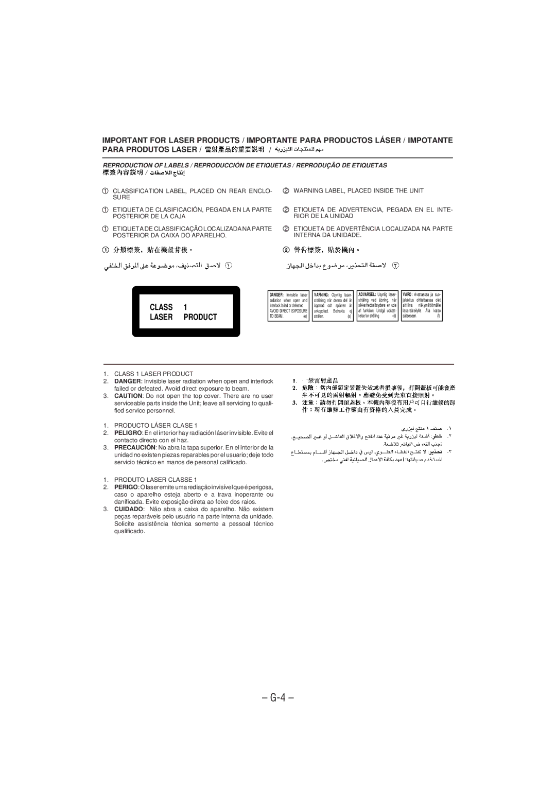 JVC GVT0030-003A, CA-MXJ700 manual Class Laser Product 