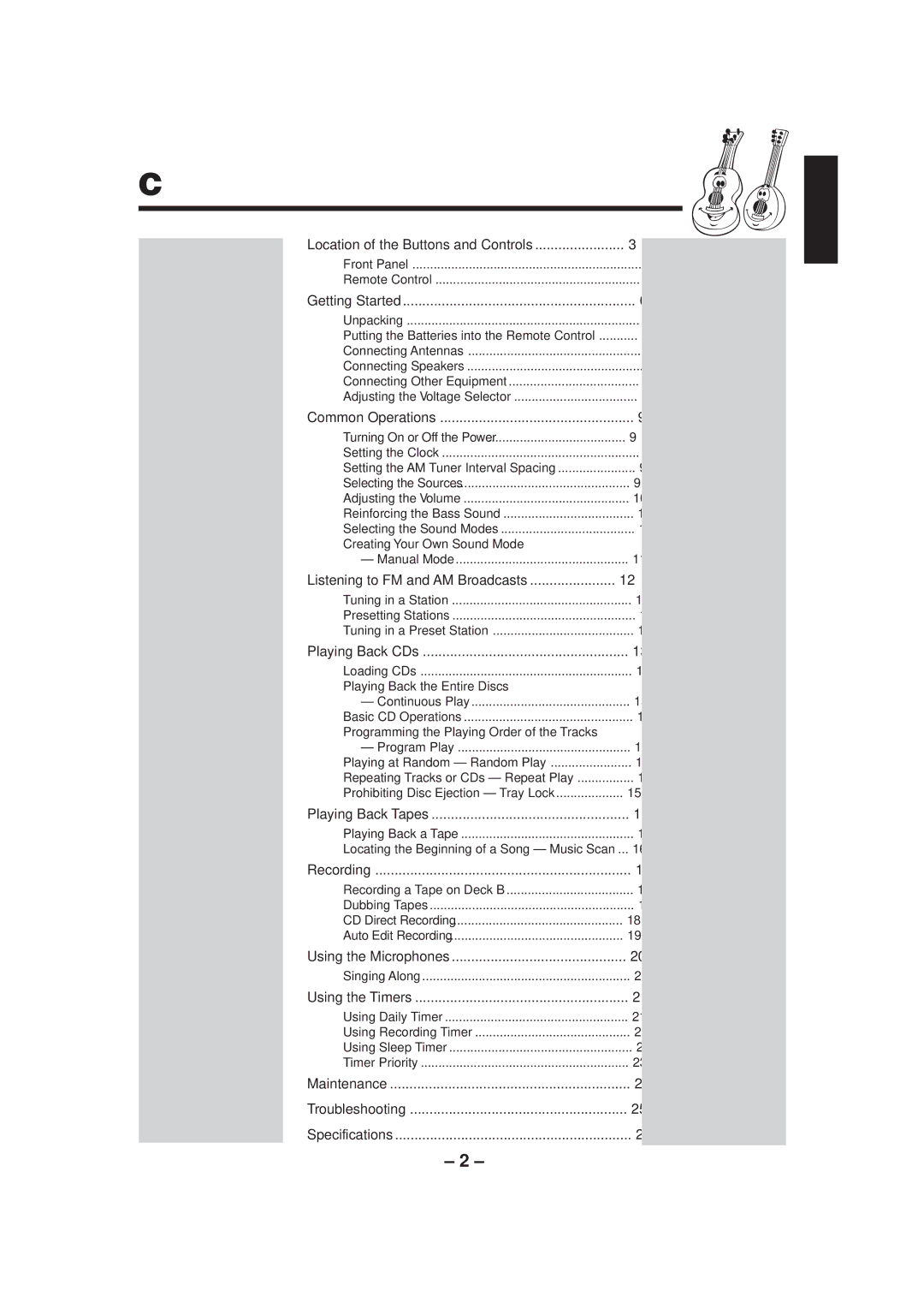 JVC GVT0030-003A, CA-MXJ700 manual Contents 