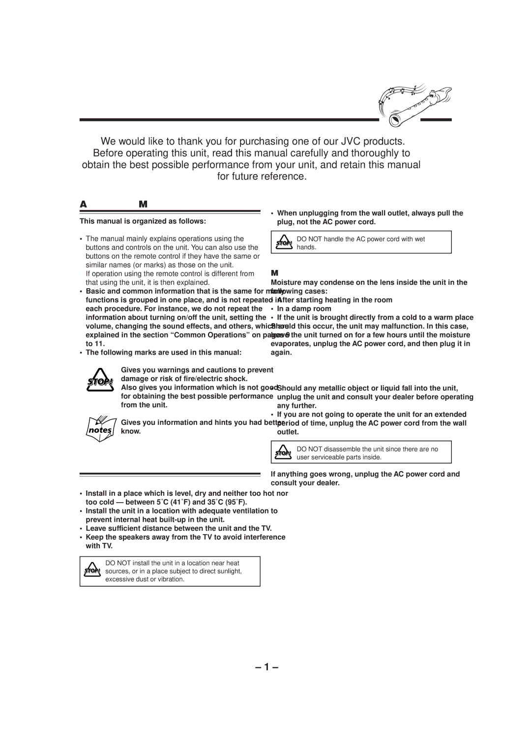 JVC CA-MXJ750R, CA-MXJ552R, CA-MXJ550R, CA-MXJ50 manual Introduction, About This Manual, Precautions 