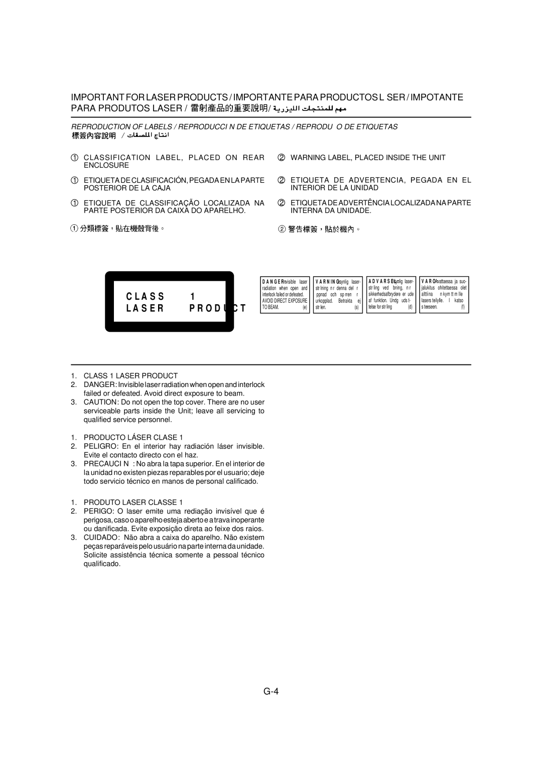 JVC CA-MXJ787V, CA-MXJ777V manual Class Laser Product 