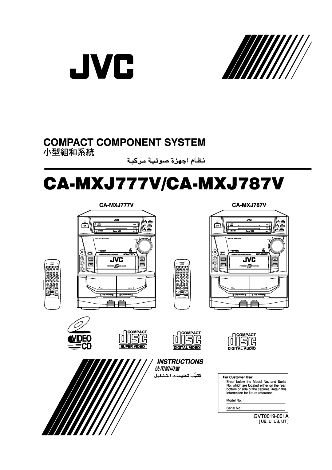 JVC manual Compact Component System, CA-MXJ777V/CA-MXJ787V, Instructions, Compactcompact, Super Video, Digital Video 