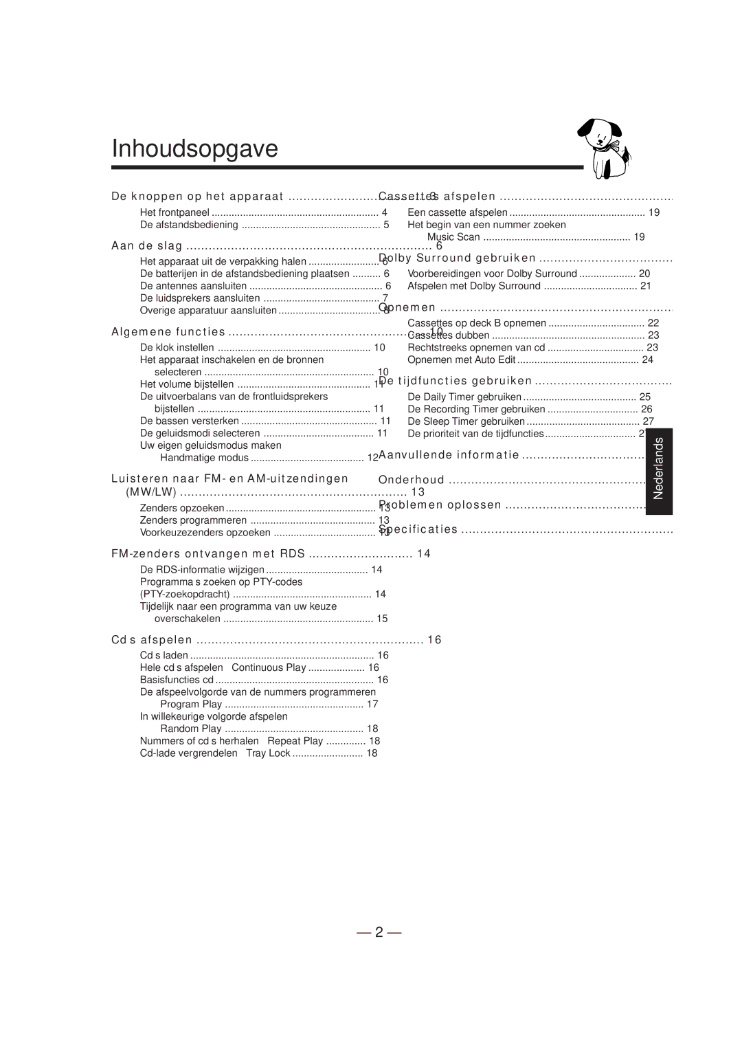 JVC CA-MXJ850R manual Inhoudsopgave 