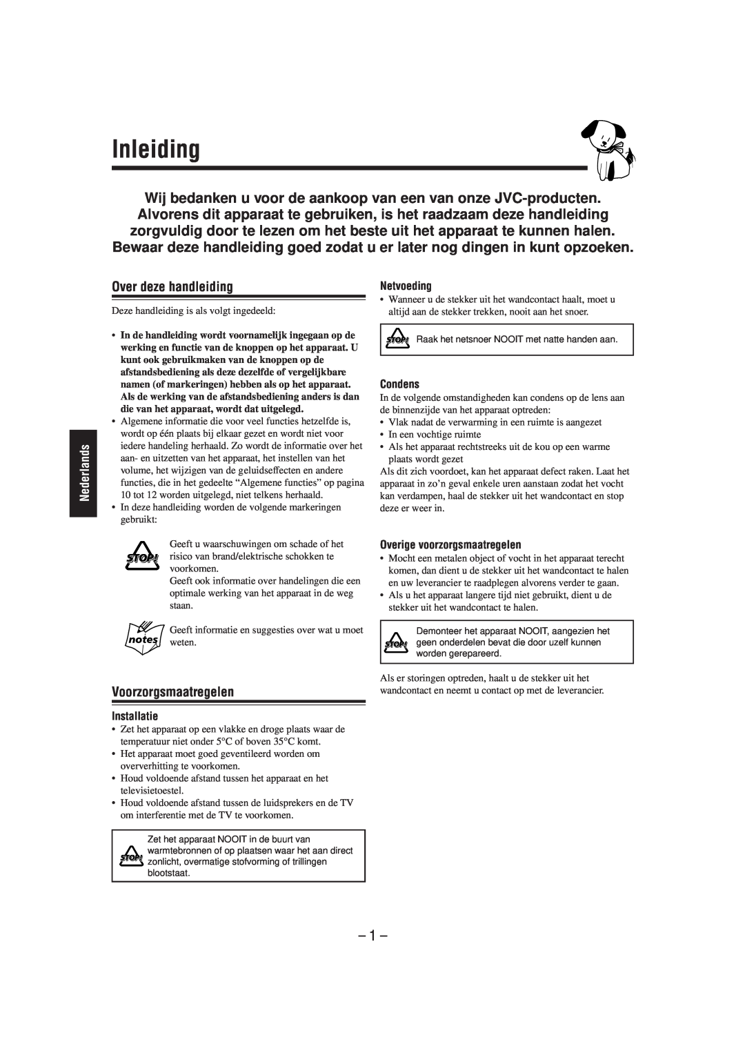 JVC CA-MXJ850R manual Inleiding, Over deze handleiding, Voorzorgsmaatregelen, Nederlands, Installatie, Netvoeding, Condens 