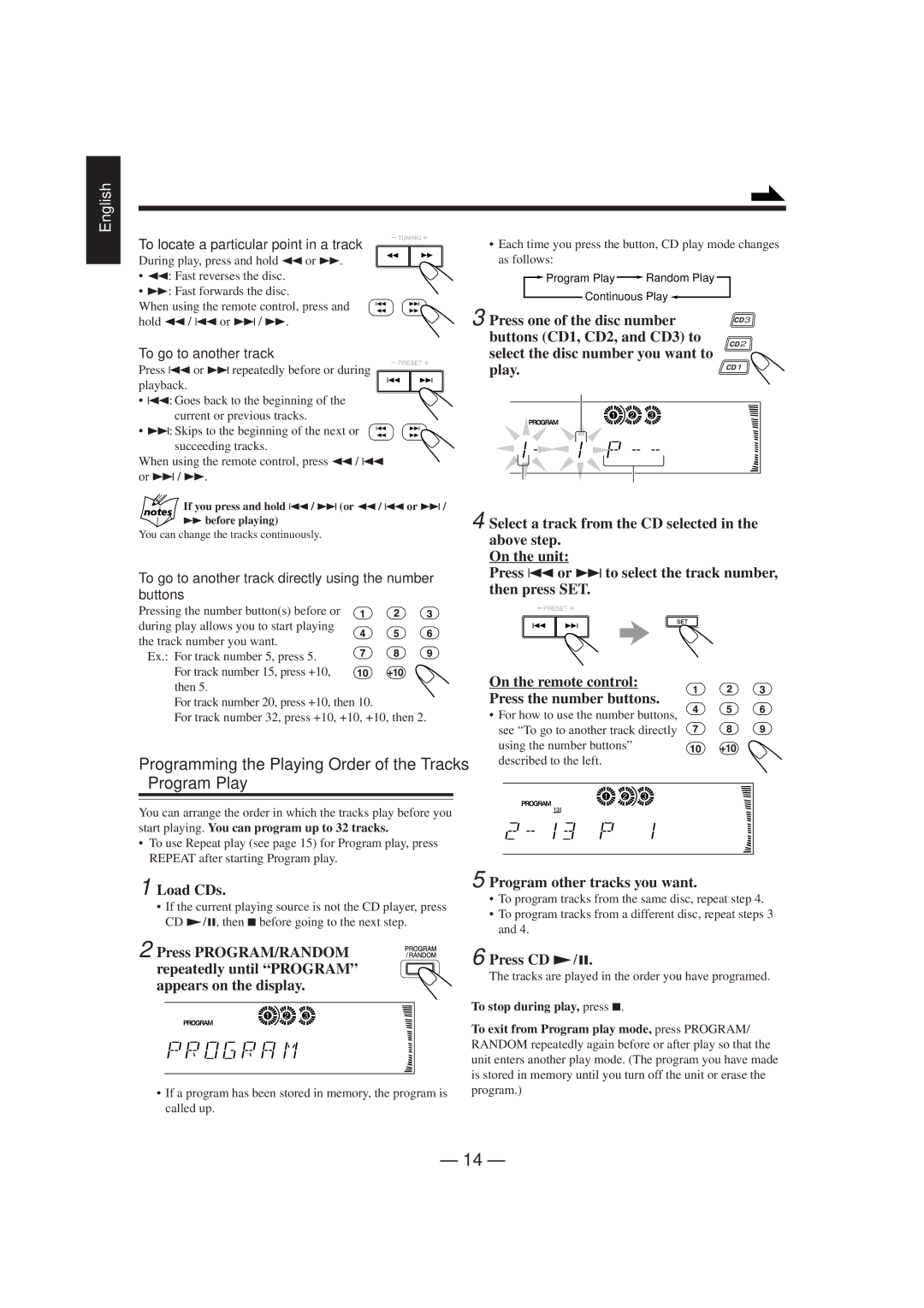 JVC SP-MXJ900, CA-MXJ900 manual Program Play, Program other tracks you want, Press CD £·8 