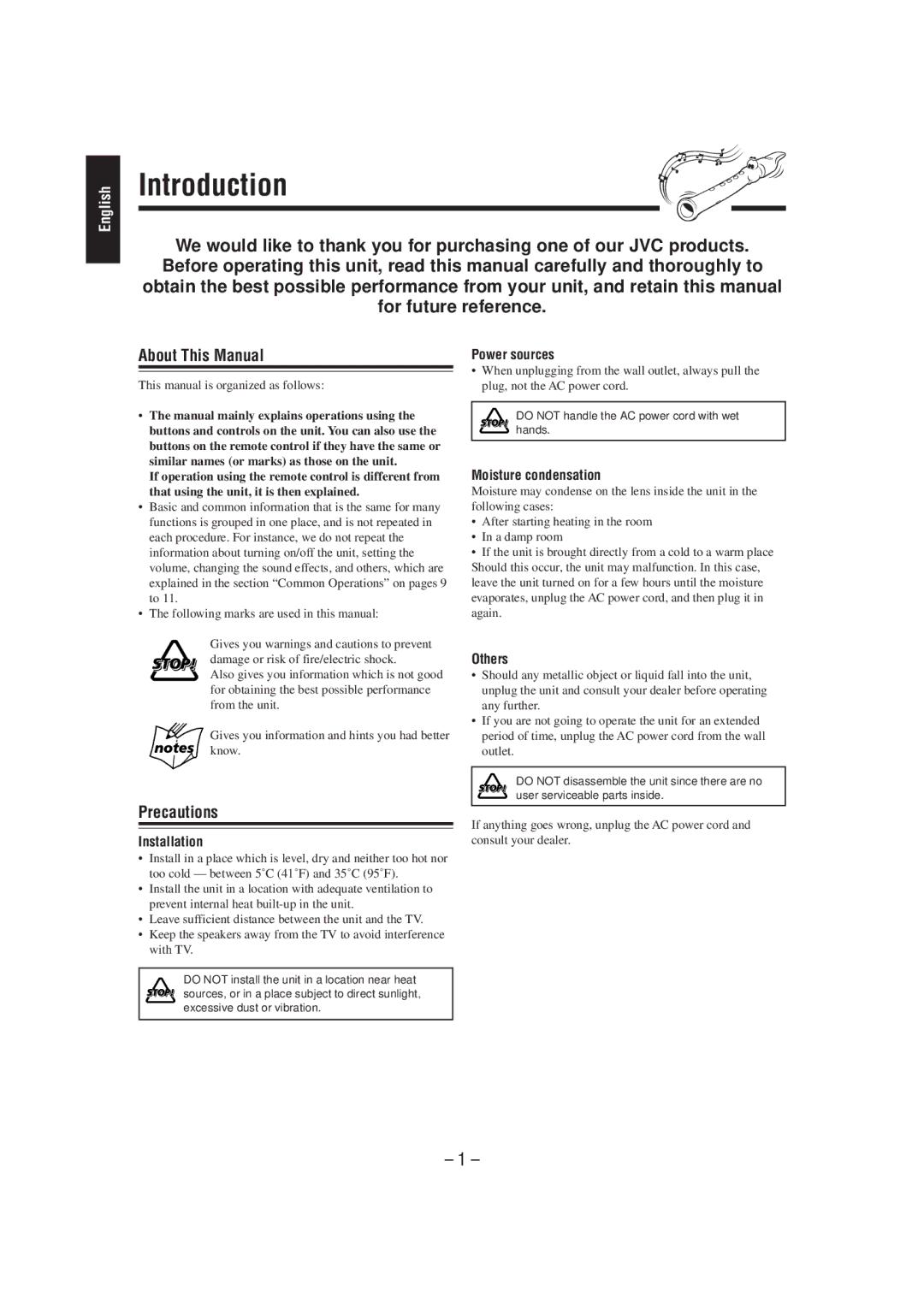 JVC CA-MXJ900 manual Introduction, About This Manual, Precautions 