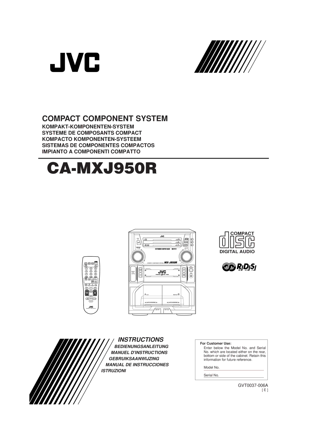 JVC CA-MXJ950R manual 