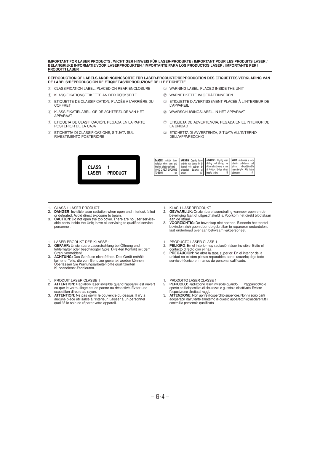 JVC CA-MXJ950R manual Class Laser Product 