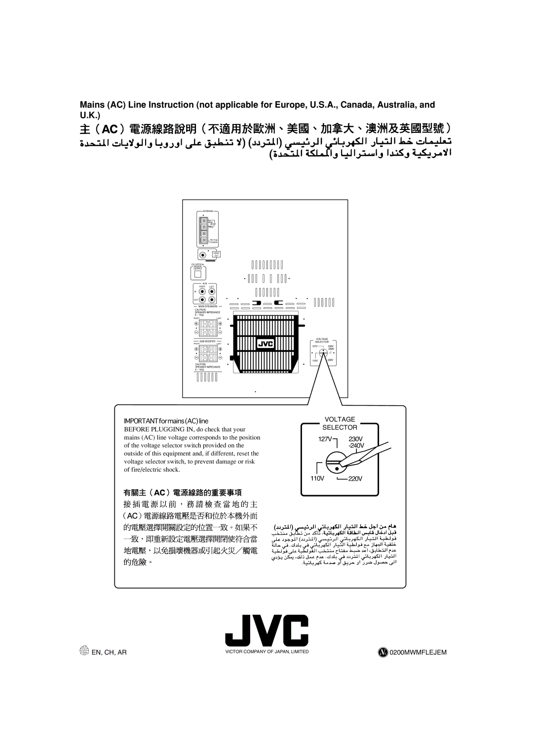 JVC CA-MXJ980V, CA-MXJ970V manual JVC 0200MWMFLEJEM 