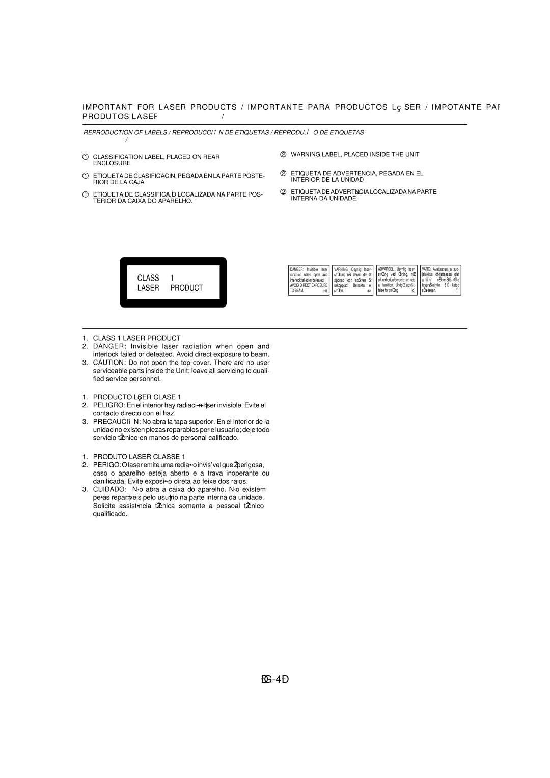 JVC CA-MXJ980V, CA-MXJ970V manual Class Laser Product 