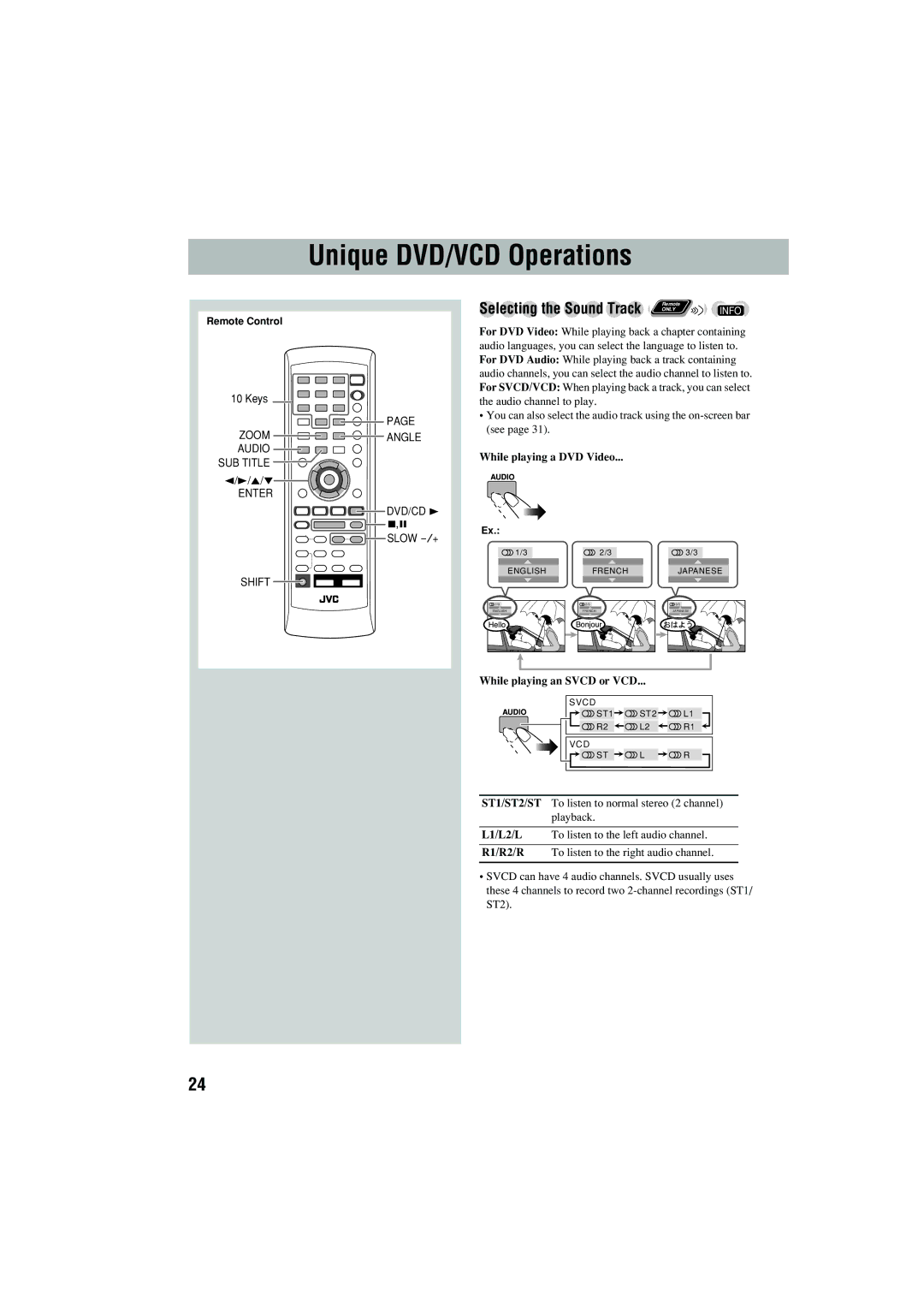 JVC CA-MXJD5 manual Unique DVD/VCD Operations, 5 /∞, While playing a DVD Video, While playing an Svcd or VCD 