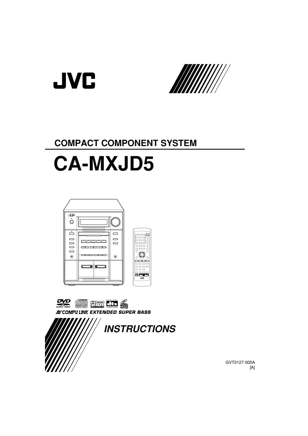 JVC CA-MXJD5 manual GVT0127-005AA, Instructions, Compact Component System, Extended Super Bass 