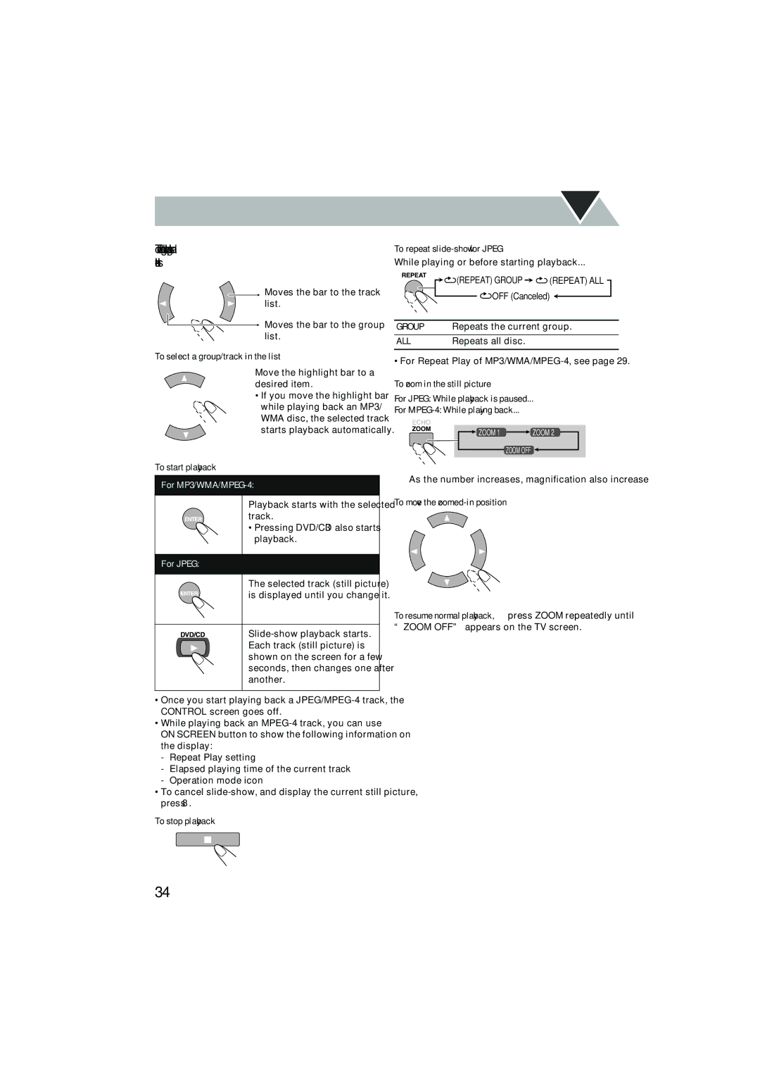 JVC CA-MXJD8 manual While playing or before starting playback 