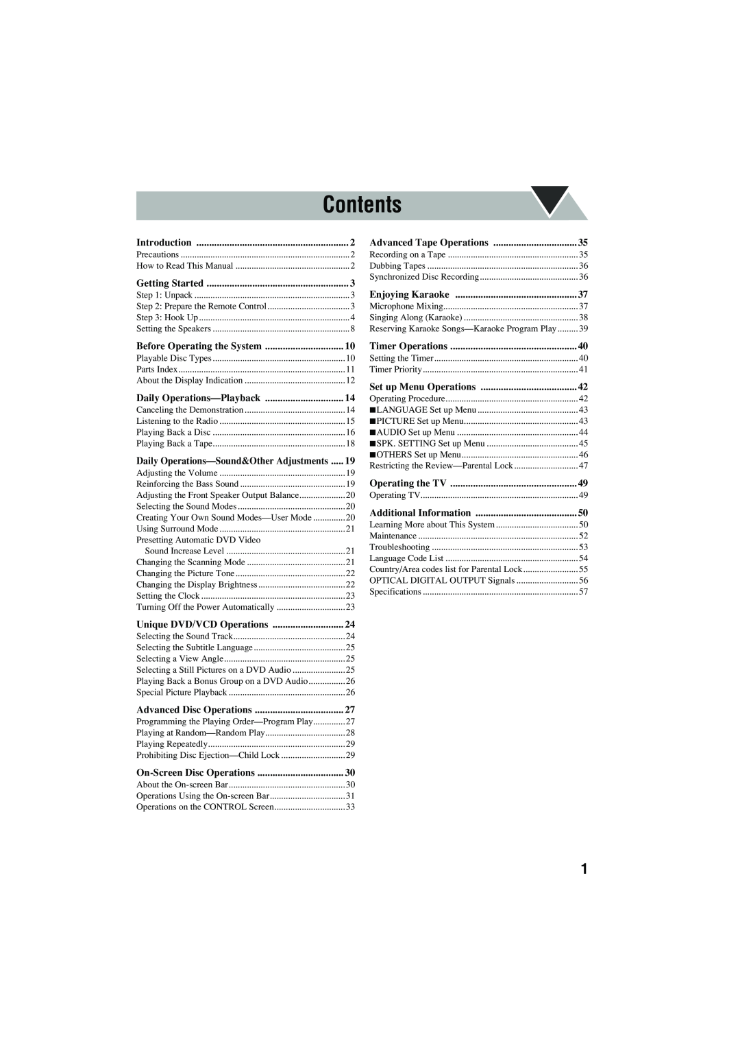 JVC CA-MXJD8 manual Contents, Introduction 