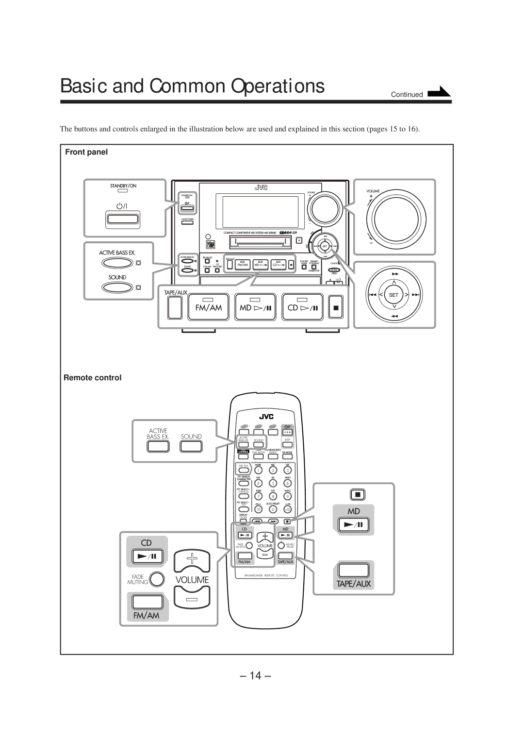 JVC CA-MXS5RMD manual Basic and Common Operations 