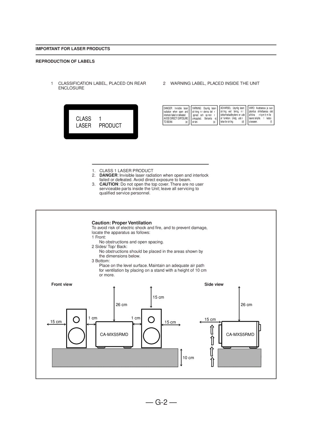 JVC CA-MXS5RMD manual Class Laser Product 