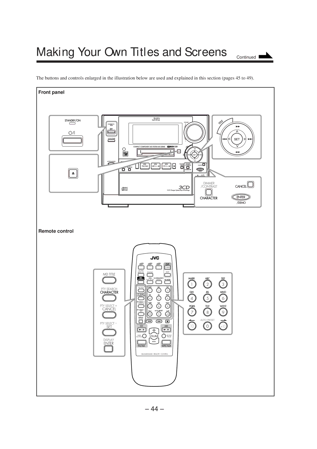 JVC CA-MXS5RMD manual Making Your Own Titles and Screens 