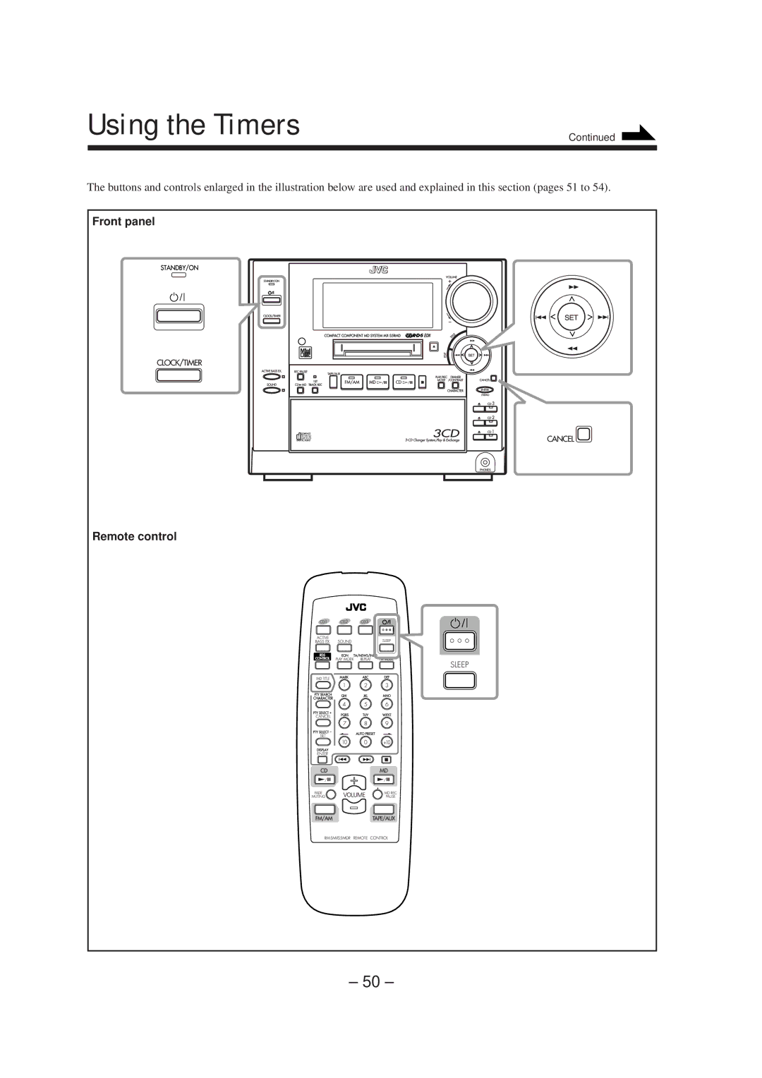 JVC CA-MXS5RMD manual Using the Timers 