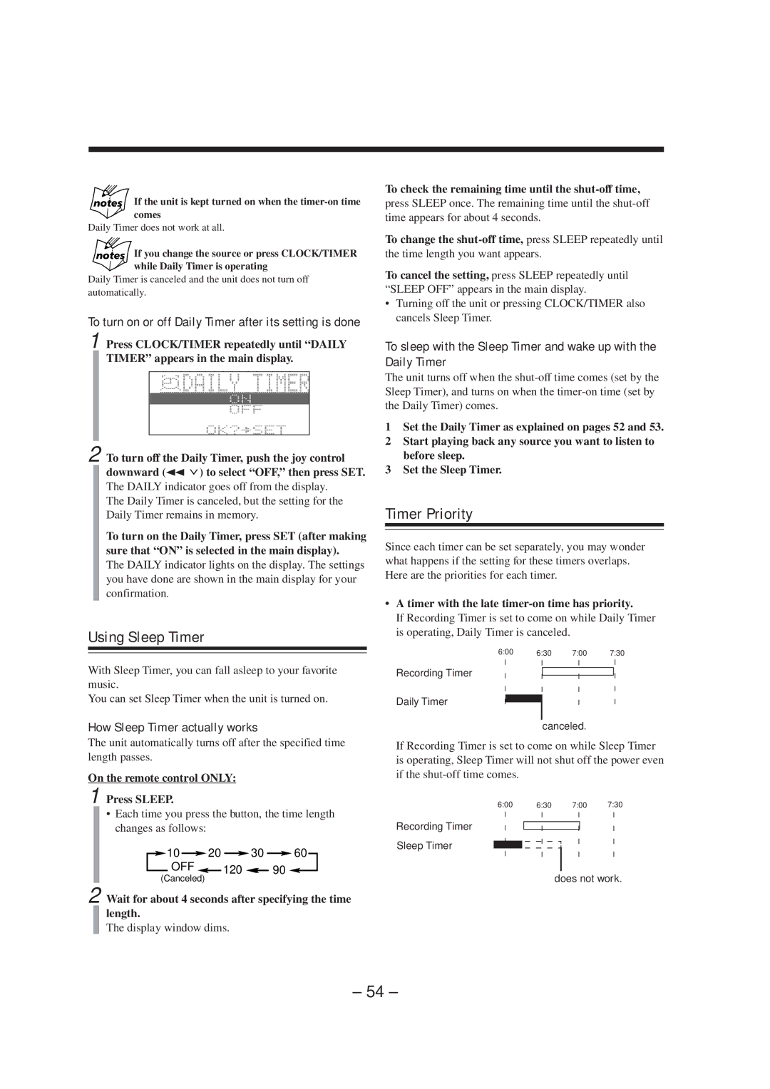 JVC CA-MXS5RMD manual Using Sleep Timer, Timer Priority, How Sleep Timer actually works 