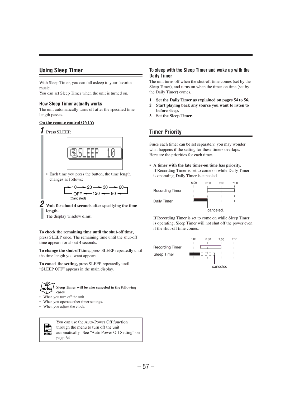 JVC CA-MXS6MD manual Using Sleep Timer, Timer Priority, How Sleep Timer actually works 