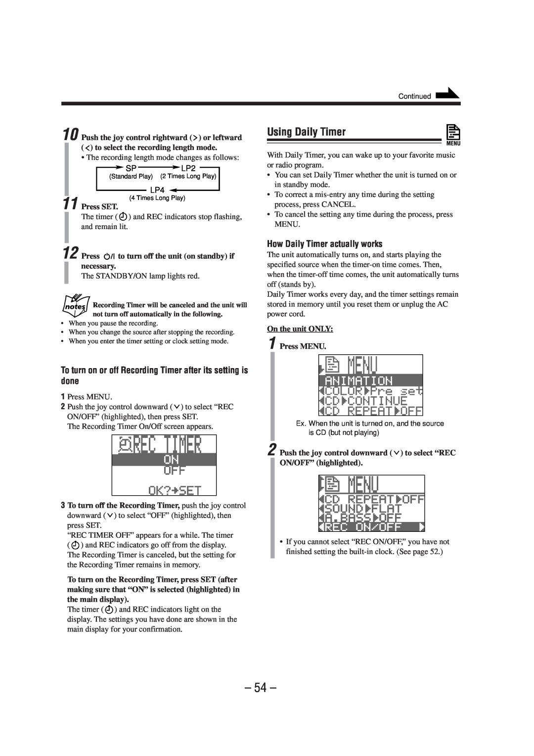 JVC CA-MXS6MD manual Using Daily Timer 