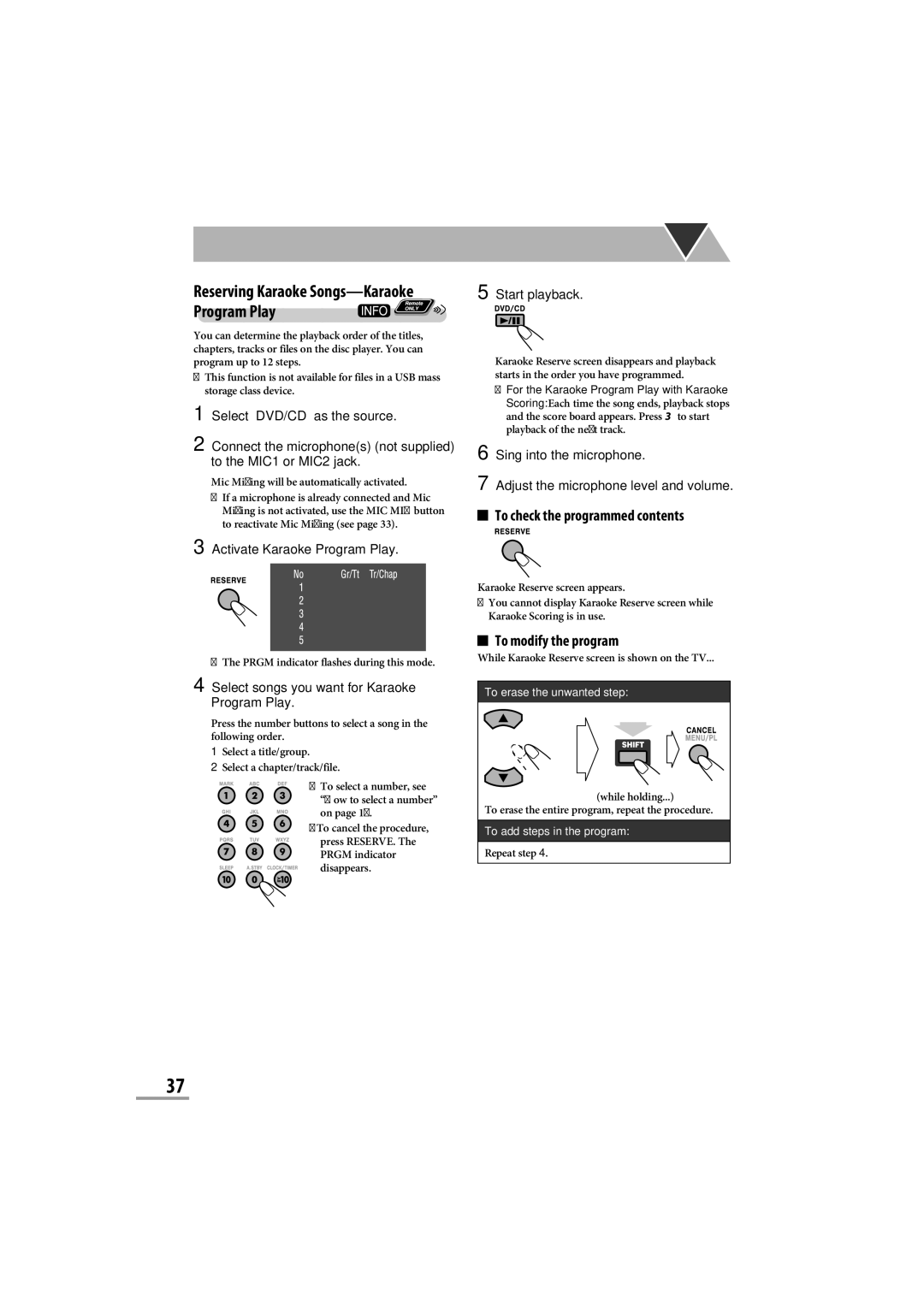 JVC CA-NXG9 manual To check the programmed contents 