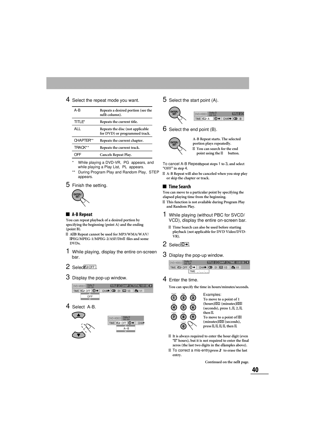 JVC CA-NXG9 manual Repeat 