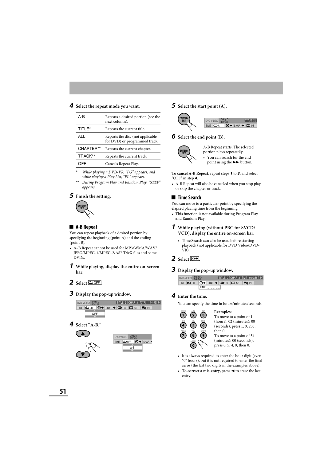 JVC CA-NXG9 manual Time Search 