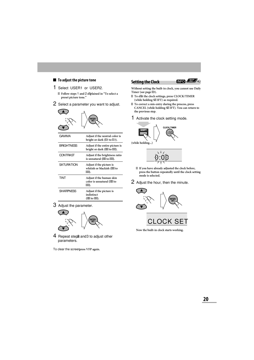 JVC CA-NXG9 manual Adjust the parameter, Indistinct, To +8 