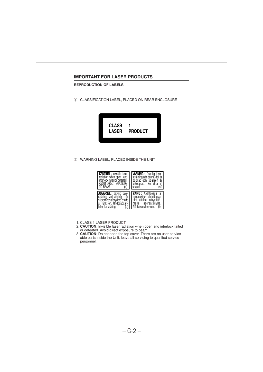 JVC CA-NXHD10R manual Class Laser Product 