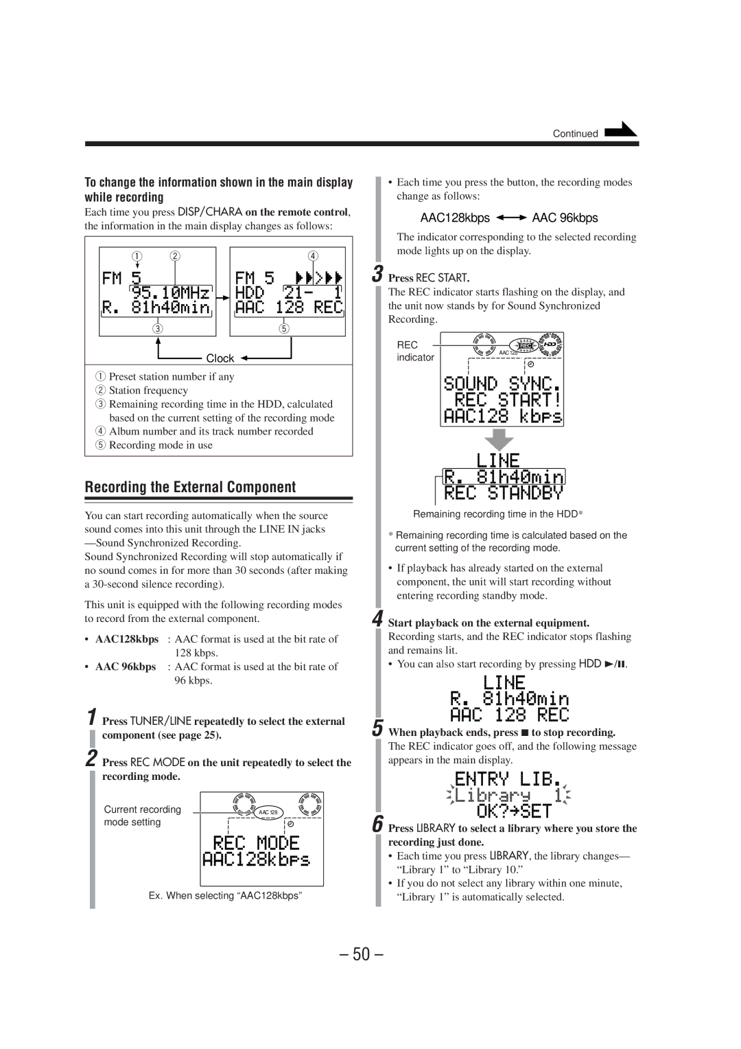 JVC CA-NXHD10R manual Recording the External Component, Start playback on the external equipment 