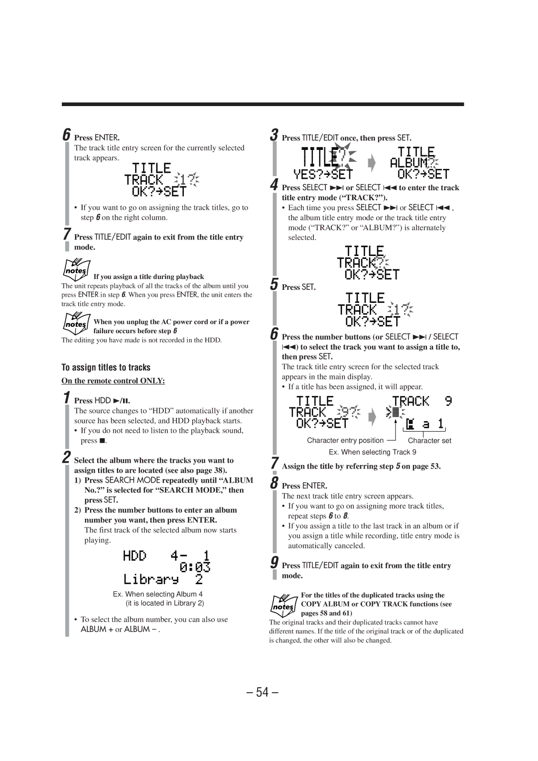 JVC CA-NXHD10R manual To assign titles to tracks, Press TITLE/EDIT again to exit from the title entry mode 