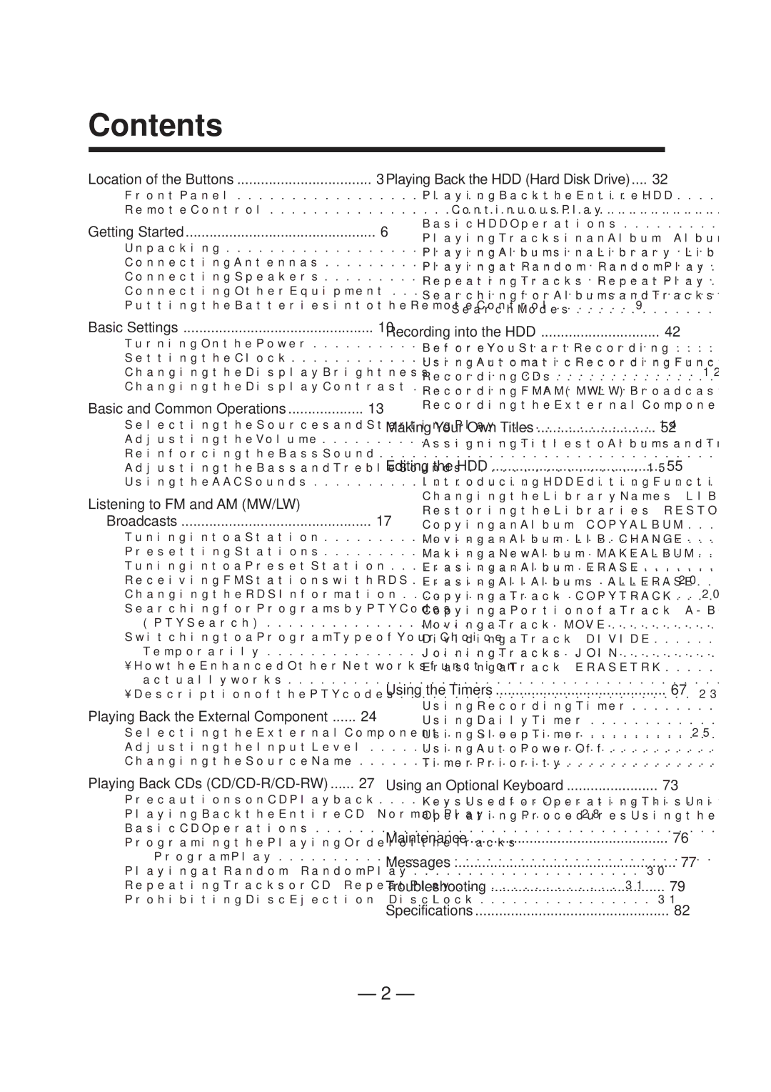 JVC CA-NXHD10R manual Contents 