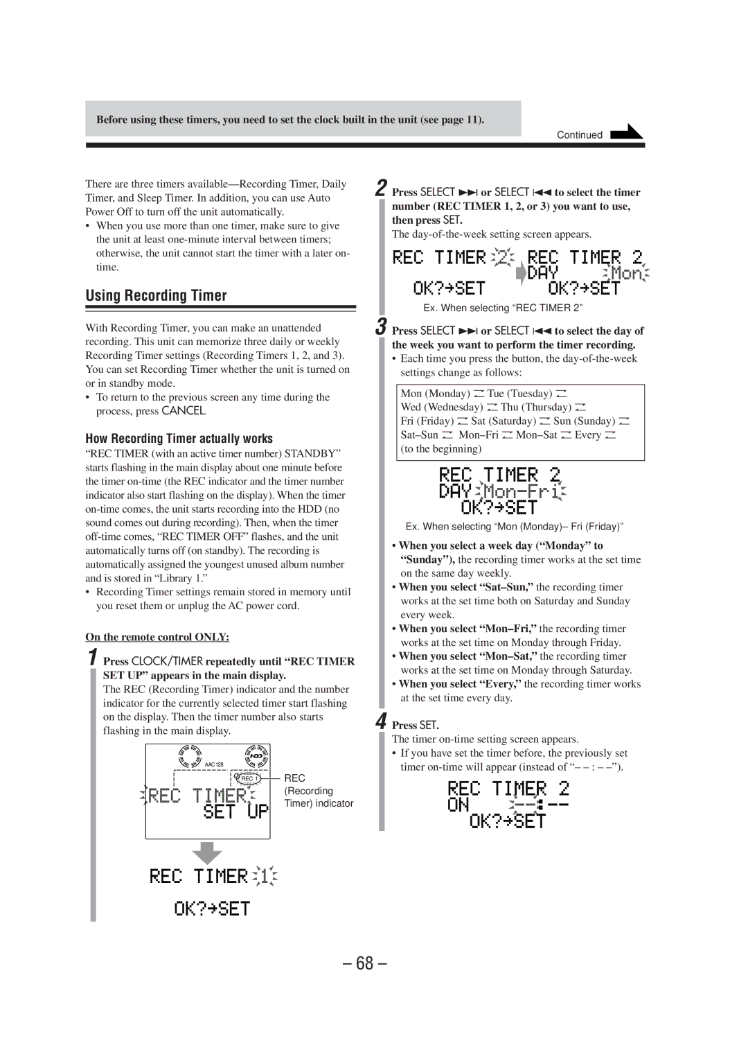 JVC CA-NXHD10R manual Using Recording Timer, How Recording Timer actually works 