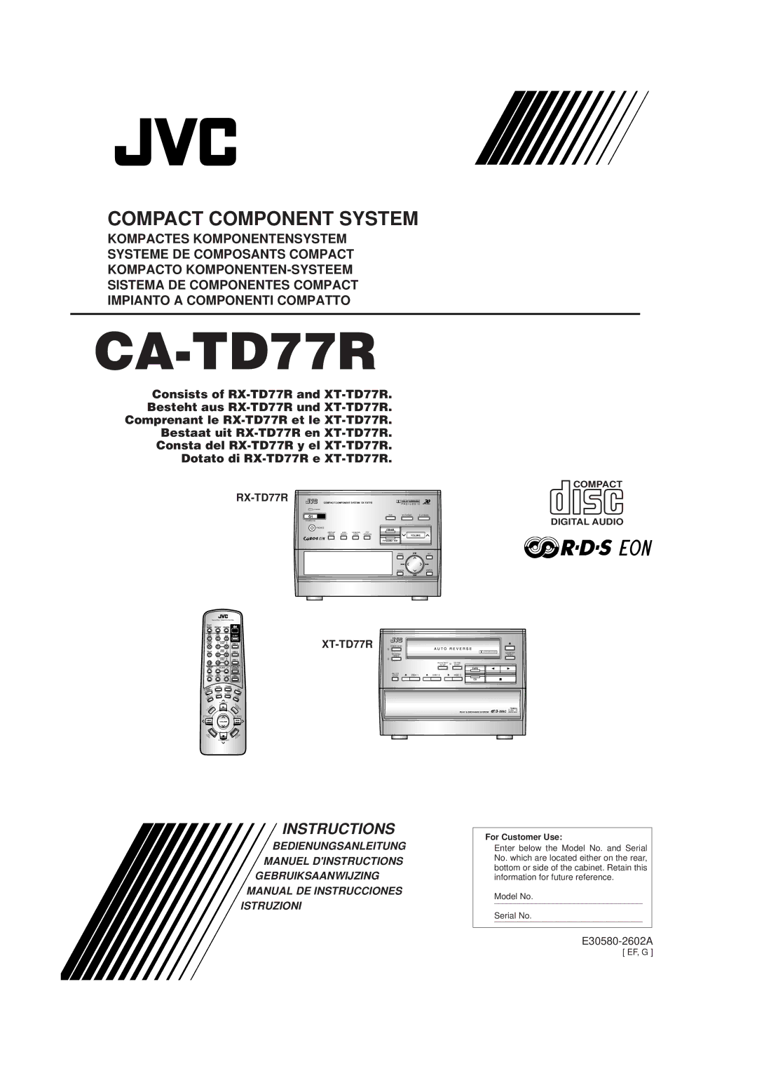 JVC E30580-2602A, CA-TD77R manual RX-TD77R, XT-TD77R 