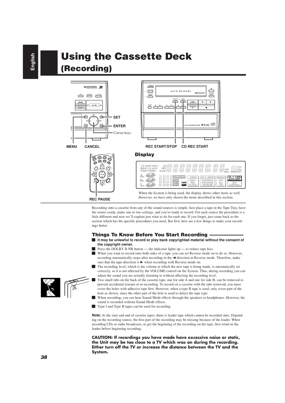 JVC CA-TD77R, E30580-2602A manual Things To Know Before You Start Recording, REC Pause REC START/STOP CD REC Start 