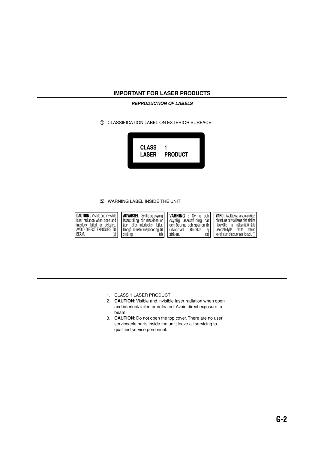 JVC CA-UXA7DVD, SP-UXA7DVD, UX-A7DVD manual Important for Laser Products 