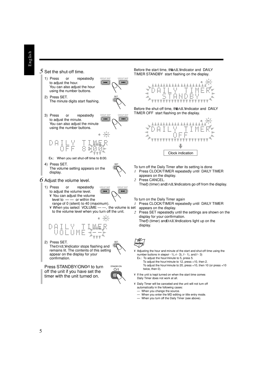 JVC CA-UXJ55MD, GVT0104-002A manual Adjust the volume level, Volume setting appears on Display, To adjust the volume level 