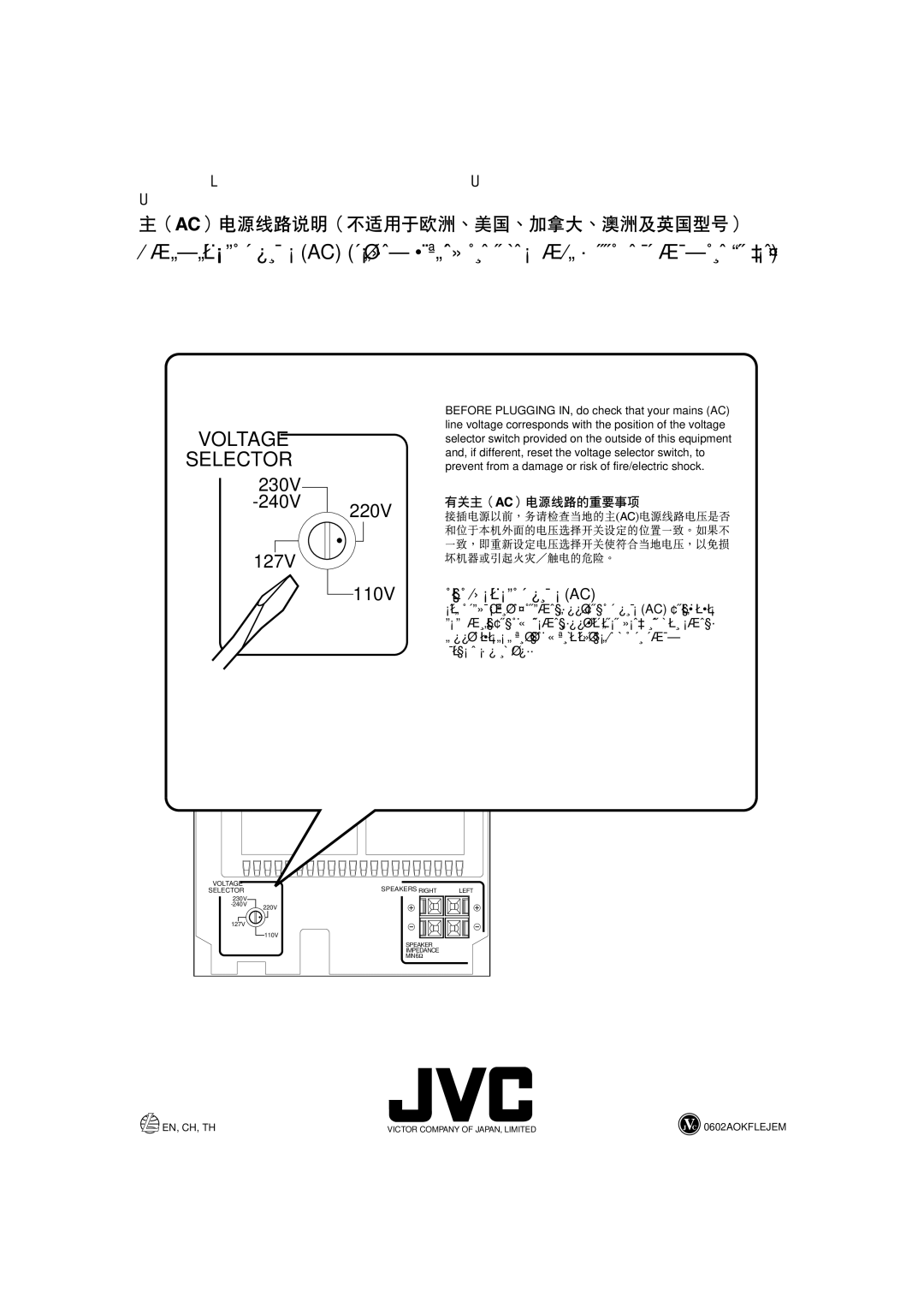 JVC CA-UXL36V, SP-UXL36V, GVT0095-003A, UX-L36V, UX-L46V-- Consists of CA-UXL46V and manual 230V 