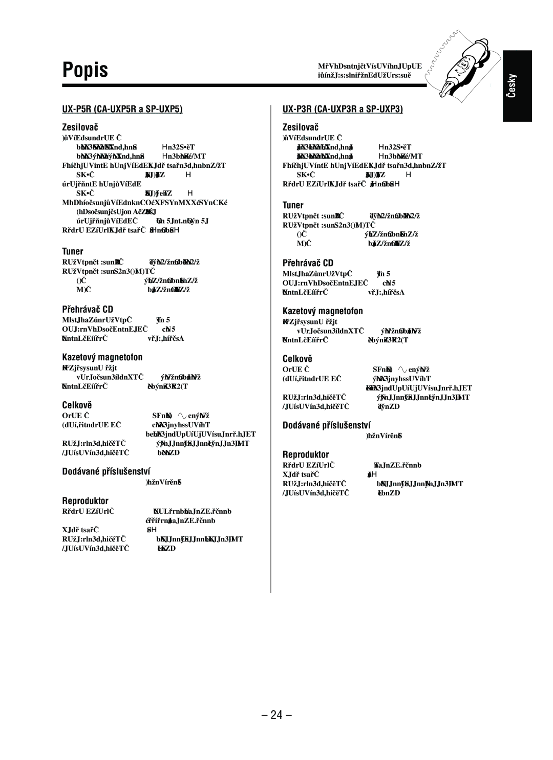 JVC CA-UXP3R, CA-UXP5R, SP-UXP3, UX-P3R, UX-P5R manual Popis 