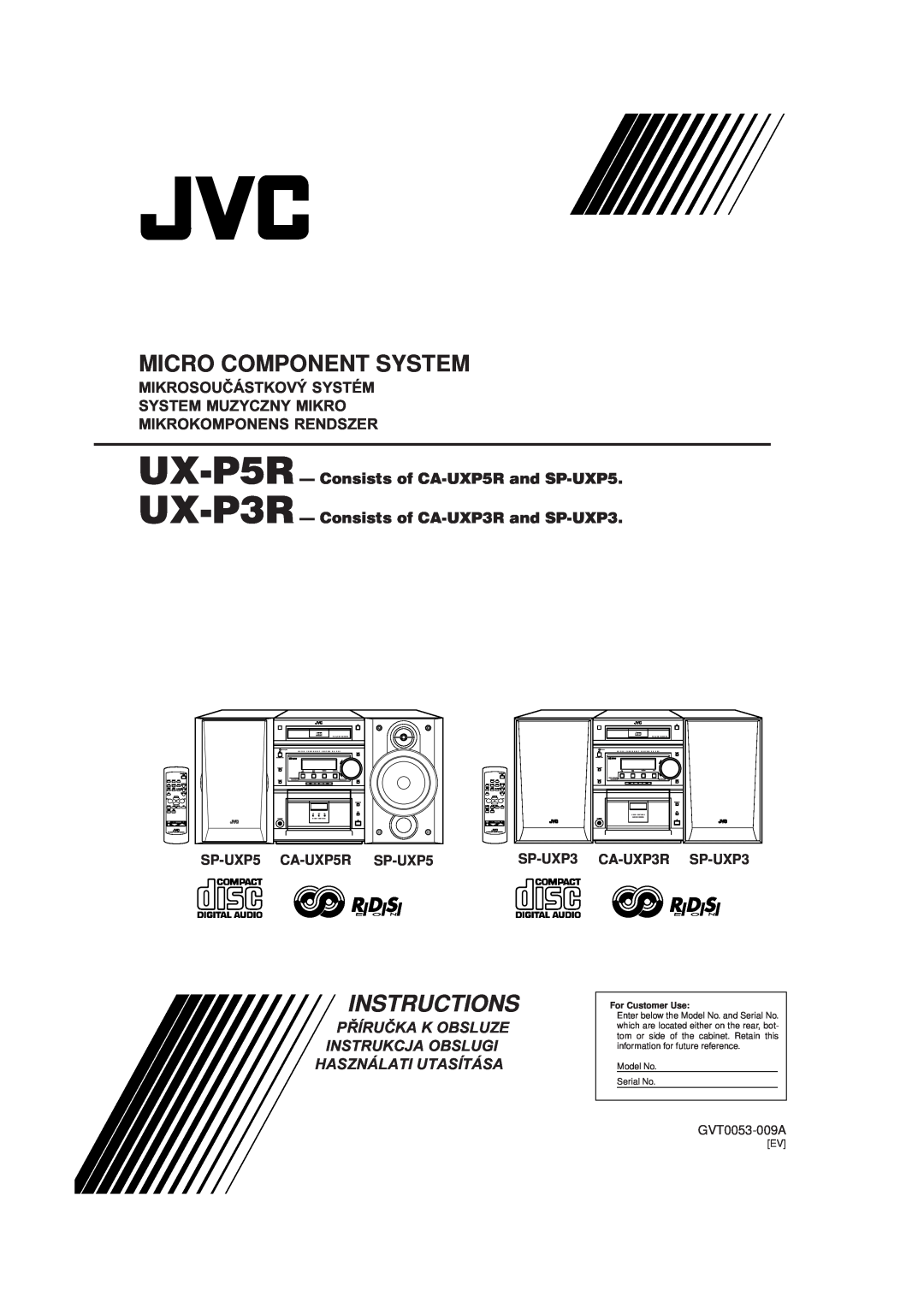 JVC SP-UXP3 manual Instructions, Micro Component System, Mikrosoučástkový Systém System Muzyczny Mikro, SP-UXP5, CA-UXP5R 