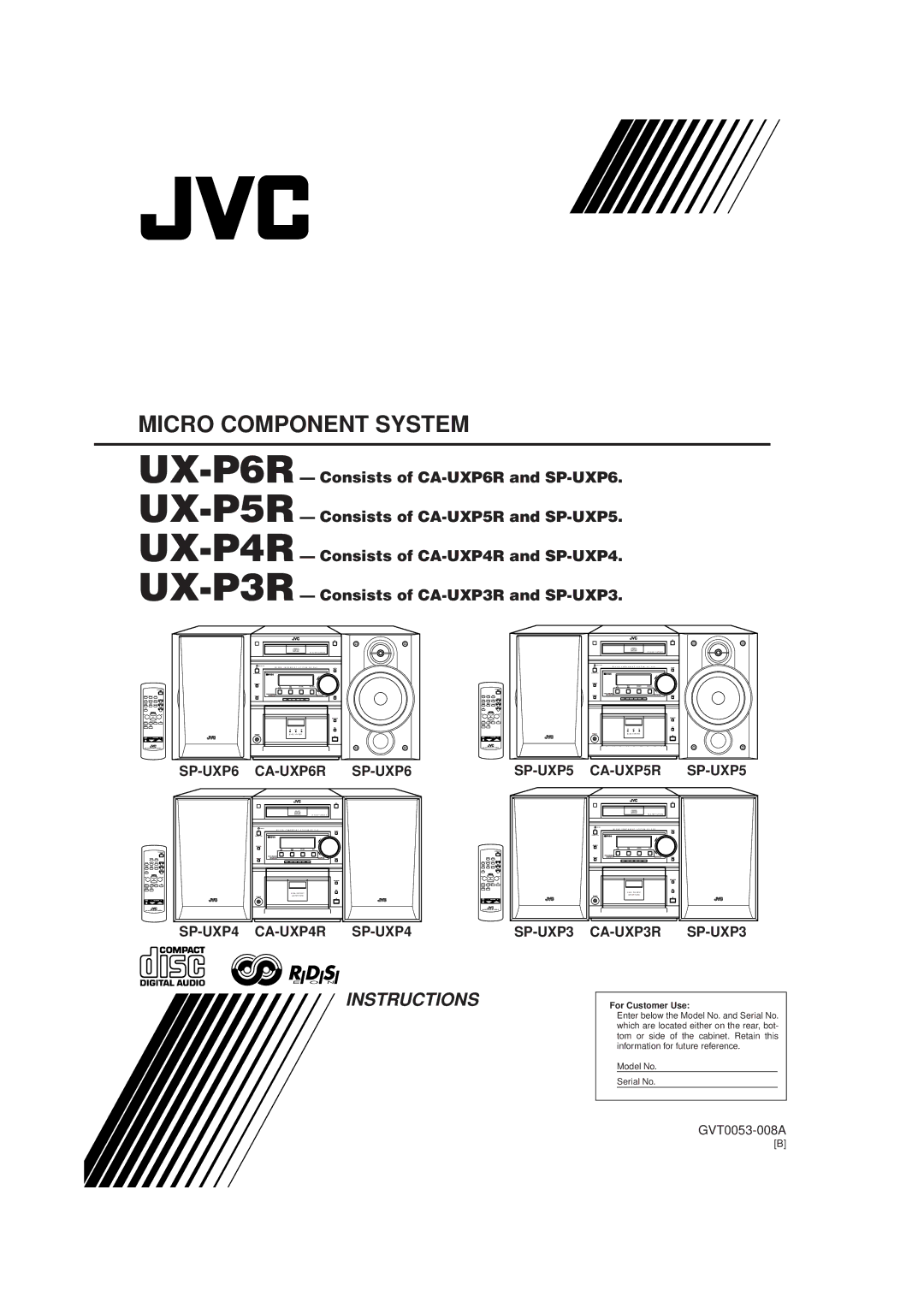 JVC CA-UXP4R, CA-UXP6R, SP-UXP6, SP-UXP4, UX-P4R, UX-P6R manual Micro Component System 