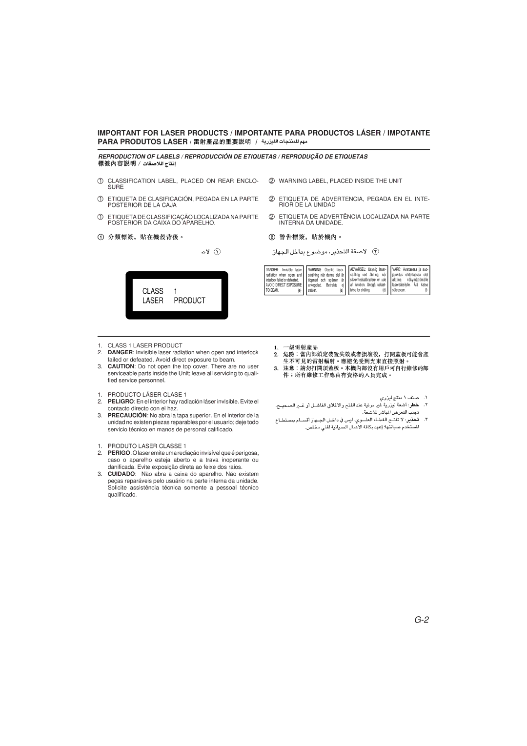 JVC CA-V808T manual Class Laser Product 