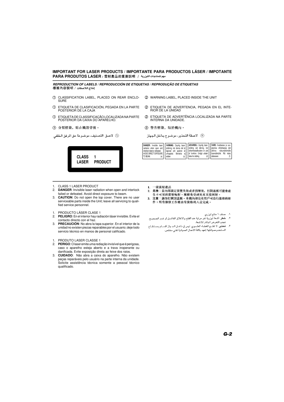 JVC CA-V888T manual Class Laser Product 