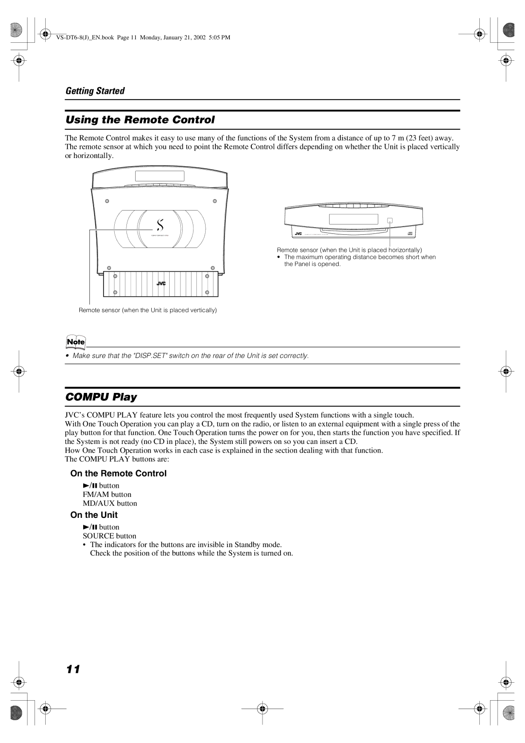 JVC VS-DT8, CA-VSDT8, SP-VSDT8 manual Using the Remote Control, Compu Play 